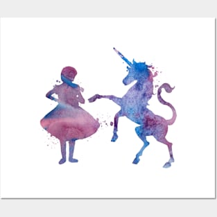 Child and unicorn Posters and Art